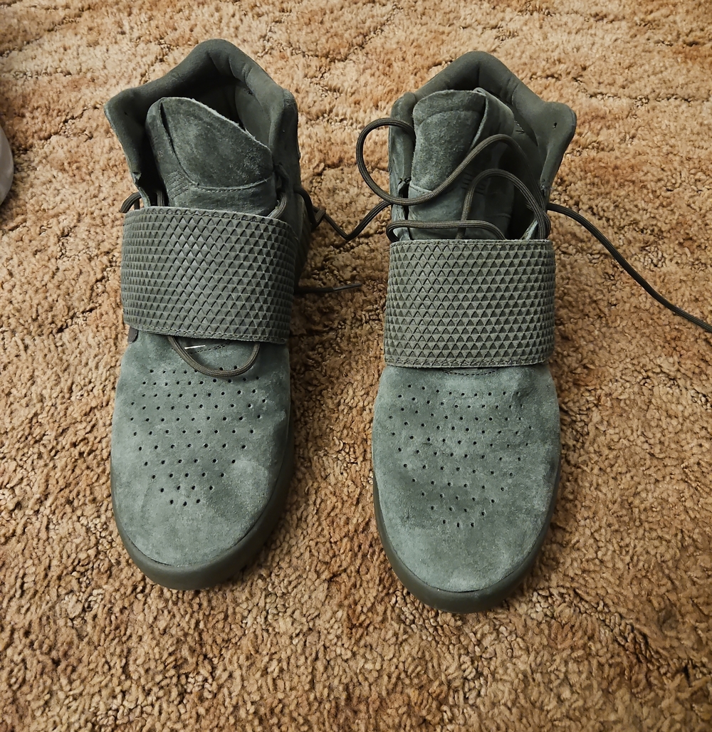 Adidas Men's Suede High-Top Sneakers in Slate Green